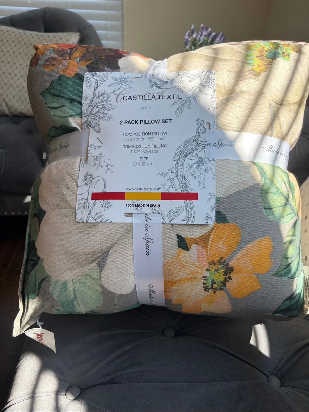 Floral Decorative Pillow Set - Yellow & Green